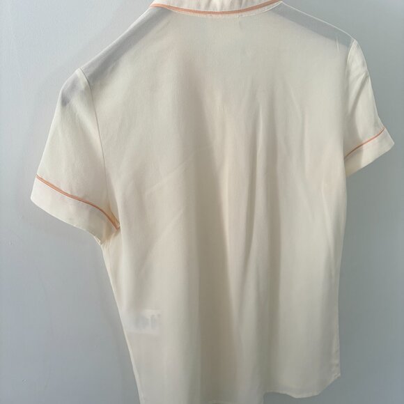 Sezane Silk Short Sleeve Button Down Blouse - Picture 2 of 4